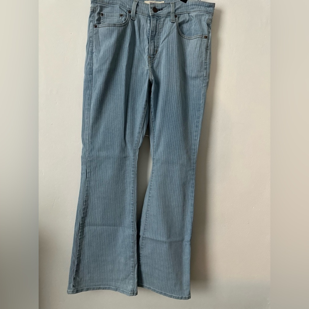 Levi’s 726 Railroad Stripe High Rise Flare Jeans–Light Wash –Size 29